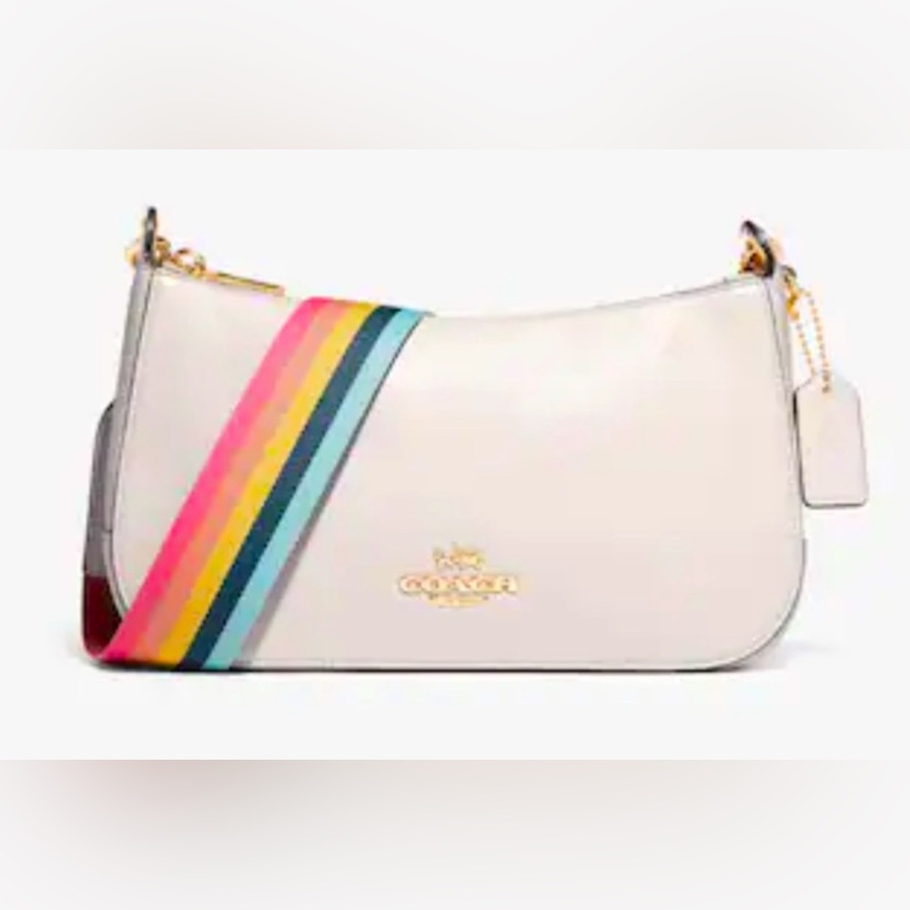 COACH Jes Baguette Crossbody Gold/Chalk Rainbow Strap